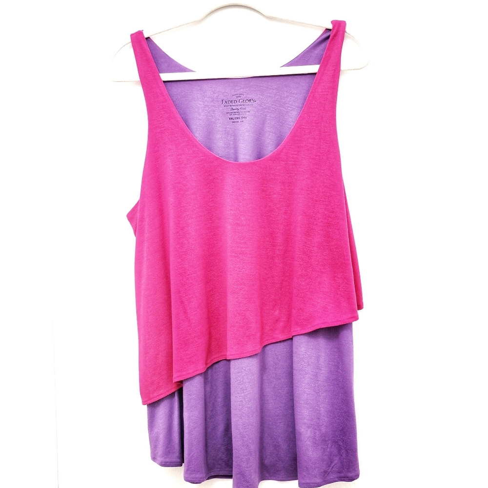 ``T25102 Faded Glory Vintage Purple & Pink Sleeveless Tank Top Tunic